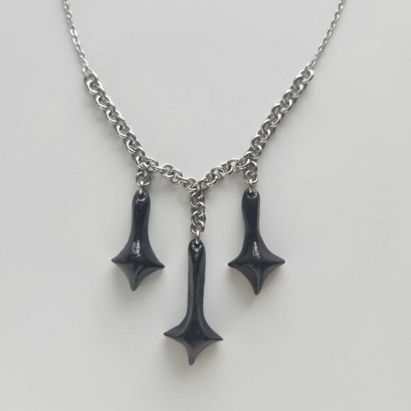 Gothic black cross silver choker necklace with a small silver chain - Picture 5 of 8